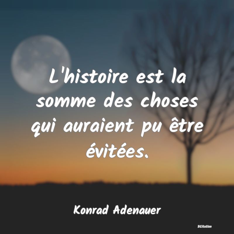 image de citation: L'histoire est la somme des choses qui auraient pu être évitées.
