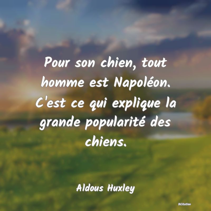 Belle Citation - Pour son chien, tout homme est Napoléon. C'est ce qui explique la grande popularité des chiens. - Aldous Huxley