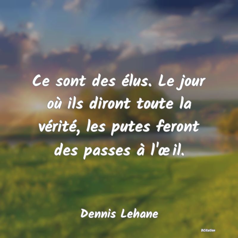 image de citation: Ce sont des élus. Le jour où ils diront toute la vérité, les putes feront des passes à l'œil.