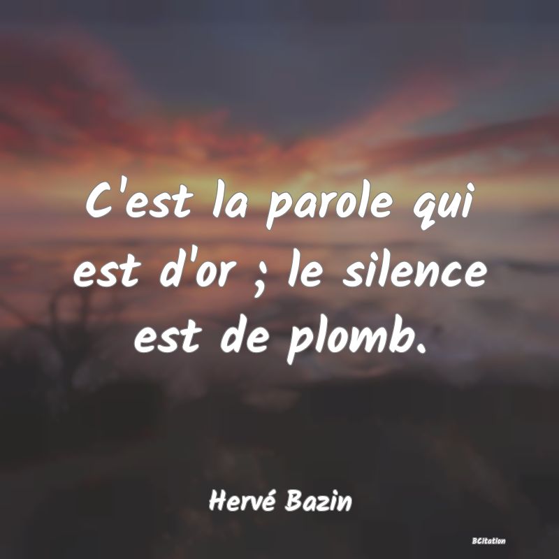 image de citation: C'est la parole qui est d'or ; le silence est de plomb.