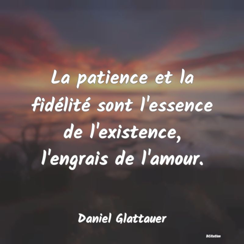 Belle Citation - La patience et la fidélité sont l'essence de l'existence, l'engrais de l'amour. - Daniel Glattauer