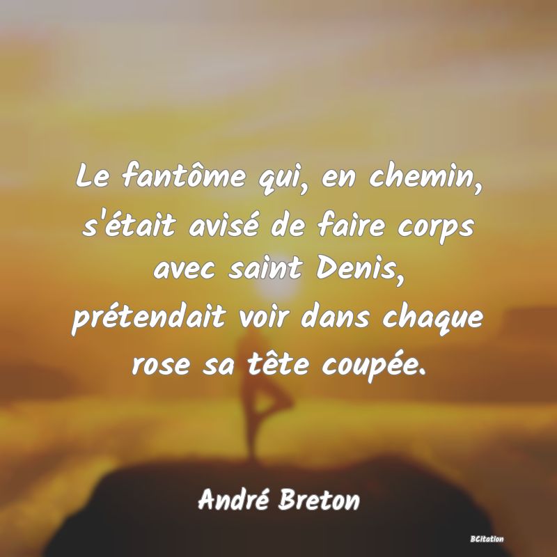 image de citation: Le fantôme qui, en chemin, s'était avisé de faire corps avec saint Denis, prétendait voir dans chaque rose sa tête coupée.