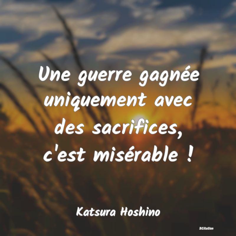 image de citation: Une guerre gagnée uniquement avec des sacrifices, c'est misérable !