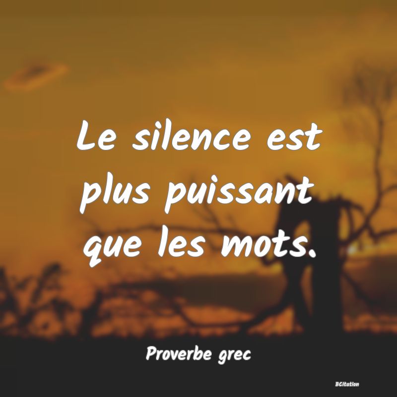 image de citation: Le silence est plus puissant que les mots.