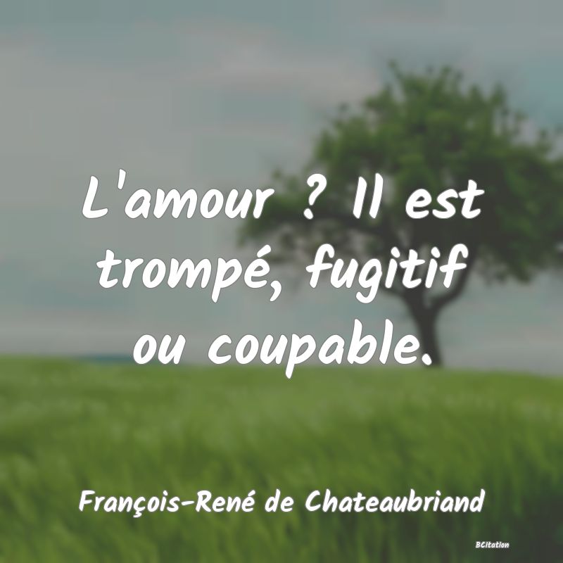 Belle Citation - L'amour ? Il est trompé, fugitif ou coupable. - François-René de Chateaubriand