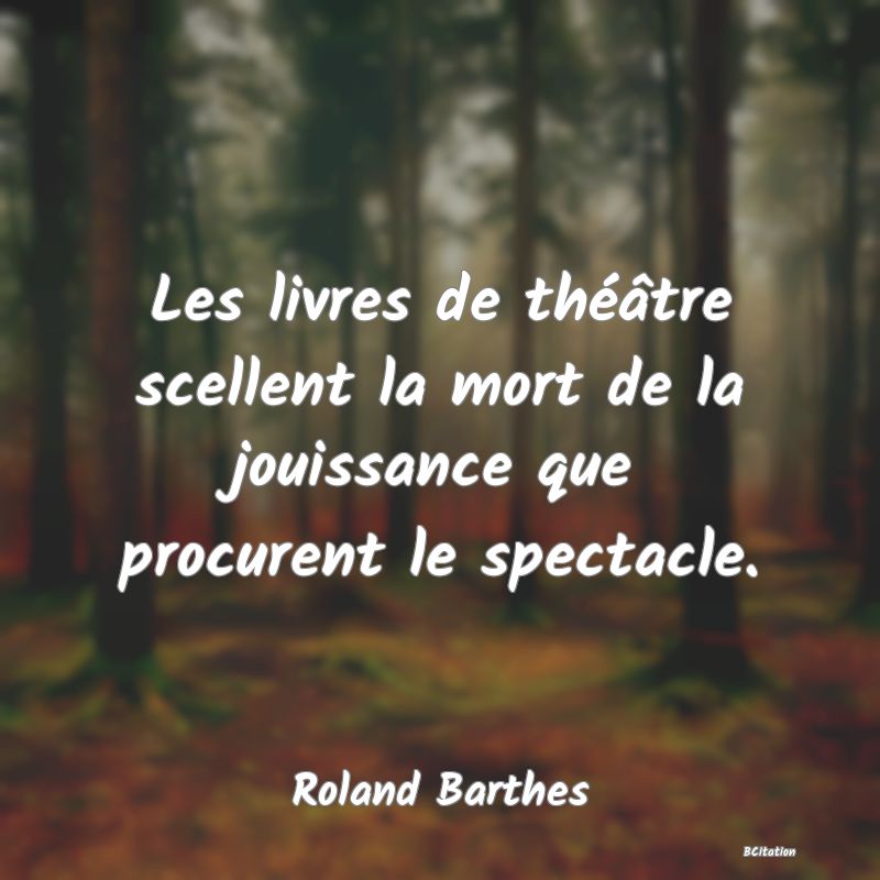 image de citation: Les livres de théâtre scellent la mort de la jouissance que procurent le spectacle.