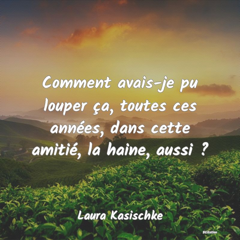 image de citation: Comment avais-je pu louper ça, toutes ces années, dans cette amitié, la haine, aussi ?