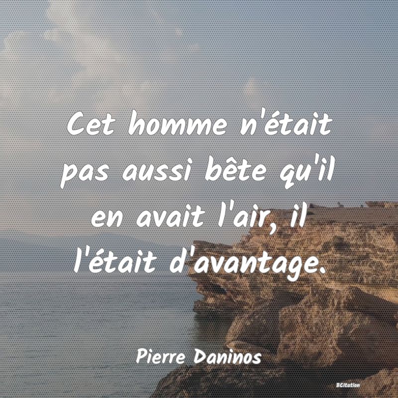 Belle Citation - Cet homme n'était pas aussi bête qu'il en avait l'air, il l'était d'avantage. - Pierre Daninos