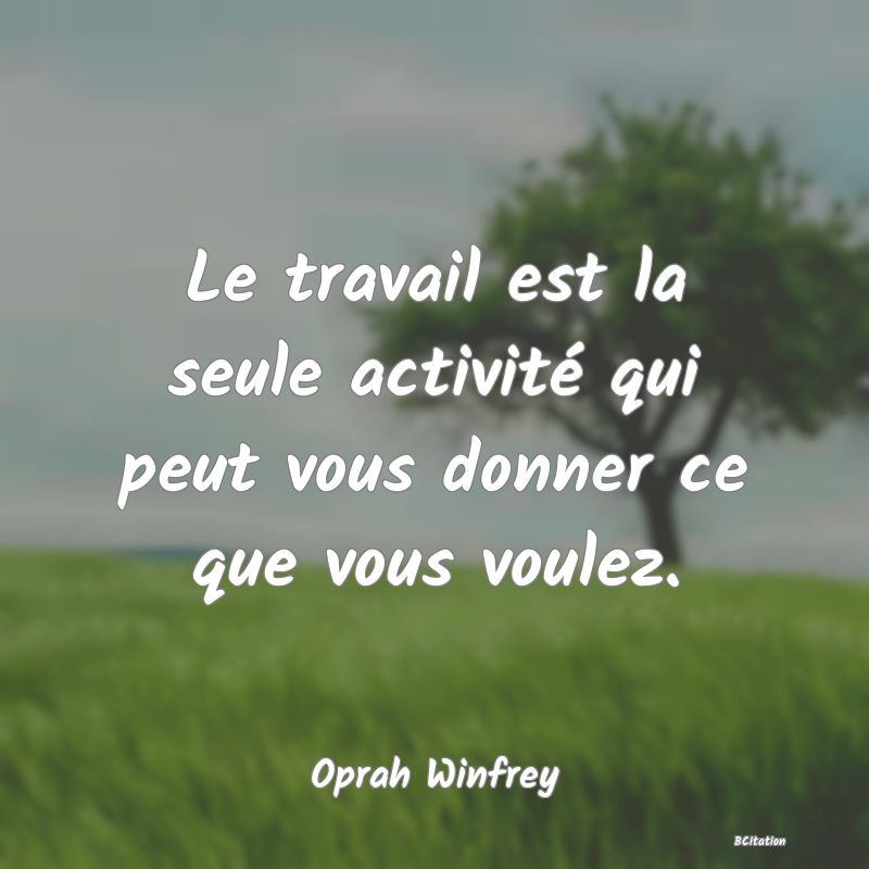 image de citation: Le travail est la seule activité qui peut vous donner ce que vous voulez.