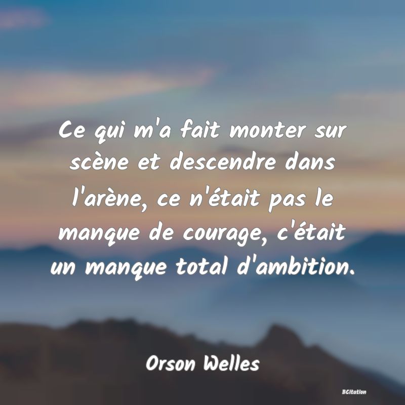 image de citation: Ce qui m'a fait monter sur scène et descendre dans l'arène, ce n'était pas le manque de courage, c'était un manque total d'ambition.