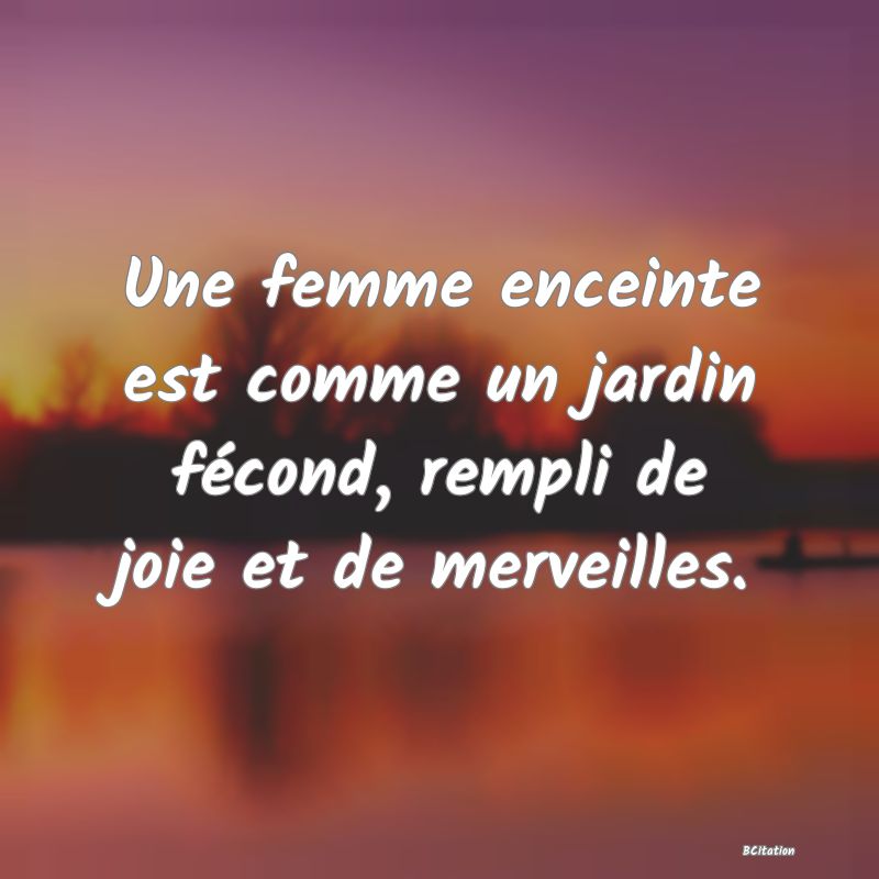 Belle Citation - Une femme enceinte est comme un jardin fécond, rempli de joie et de merveilles. - 