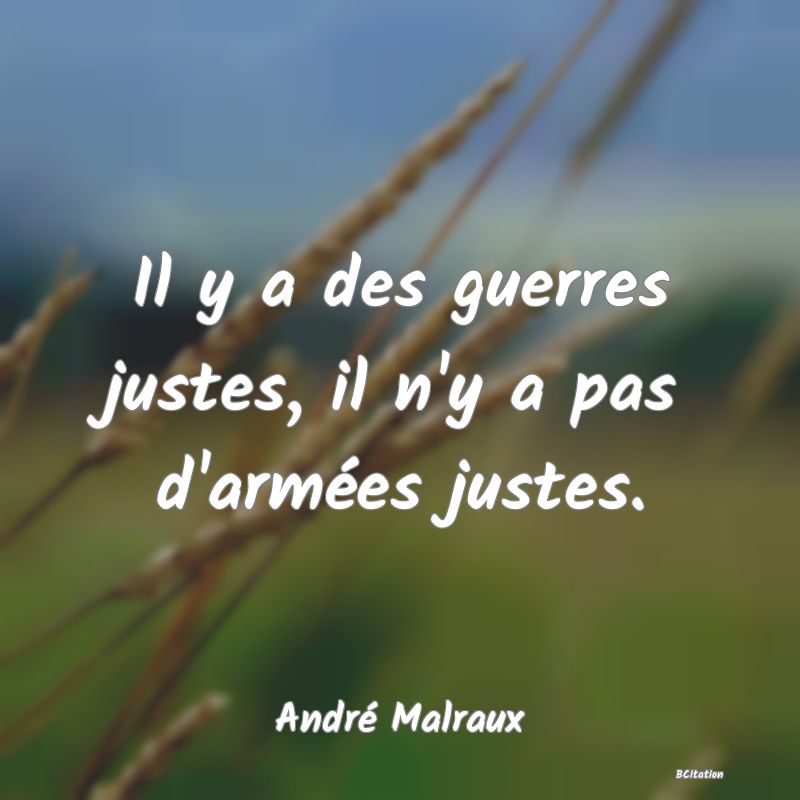 Belle Citation - Il y a des guerres justes, il n'y a pas d'armées justes. - André Malraux