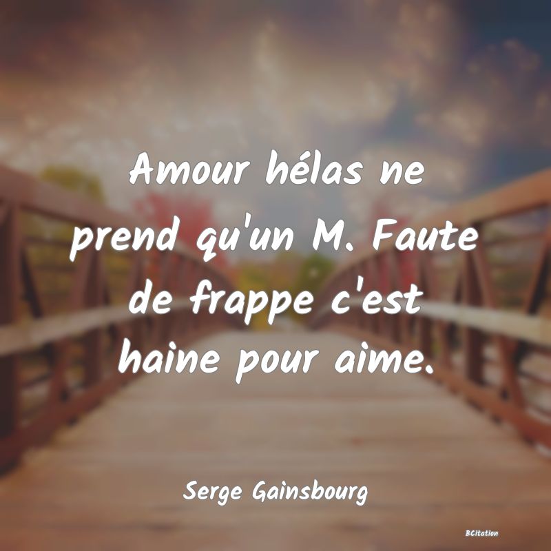 Belle Citation - Amour hélas ne prend qu'un M. Faute de frappe c'est haine pour aime. - Serge Gainsbourg