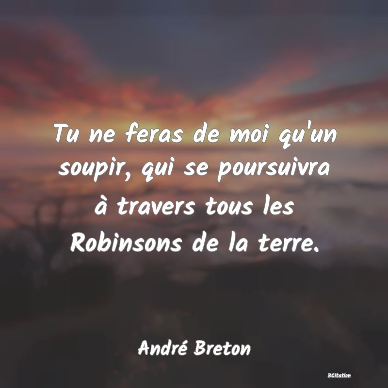 image de citation: Tu ne feras de moi qu'un soupir, qui se poursuivra à travers tous les Robinsons de la terre.