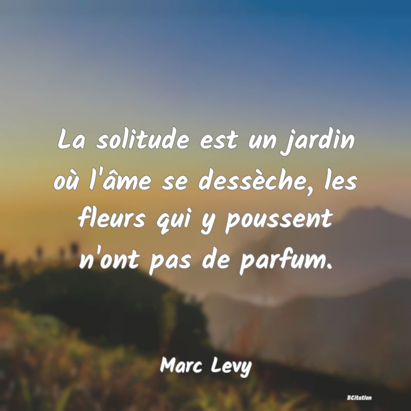 image de citation: La solitude est un jardin où l'âme se dessèche, les fleurs qui y poussent n'ont pas de parfum.