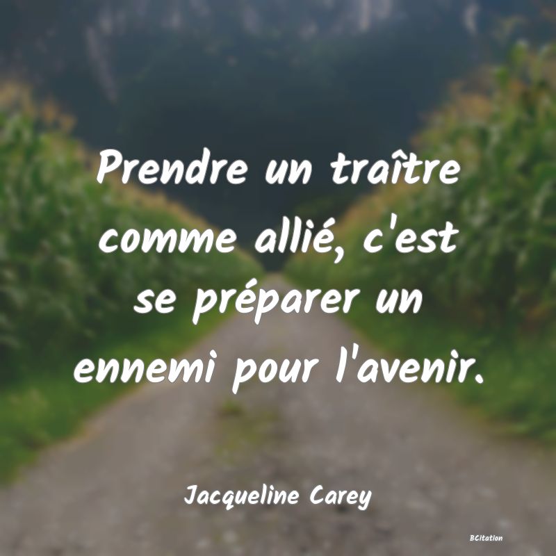 image de citation: Prendre un traître comme allié, c'est se préparer un ennemi pour l'avenir.