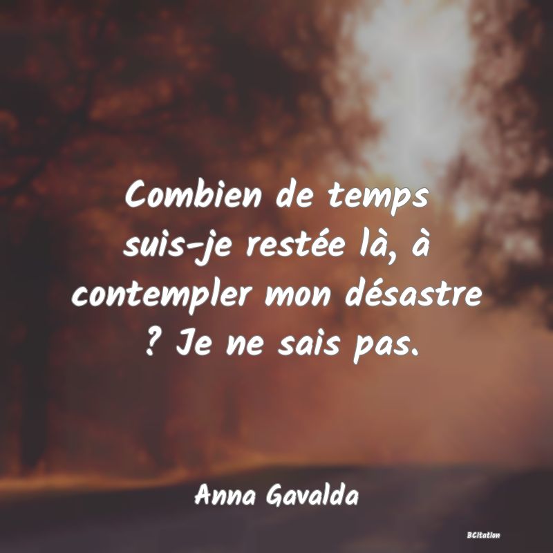 Belle Citation - Combien de temps suis-je restée là, à contempler mon désastre ? Je ne sais pas. - Anna Gavalda