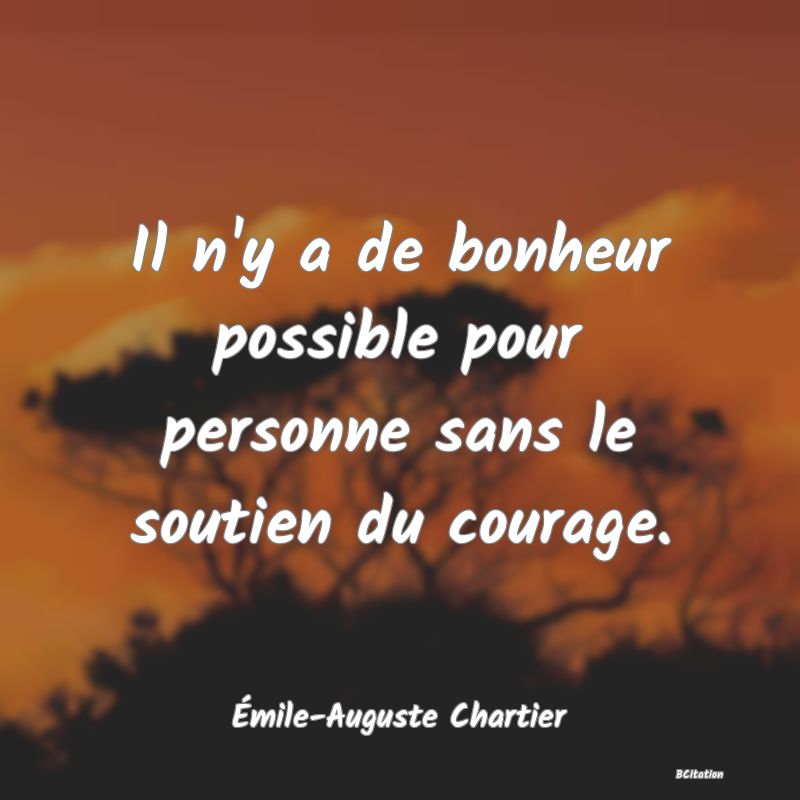 image de citation: Il n'y a de bonheur possible pour personne sans le soutien du courage.