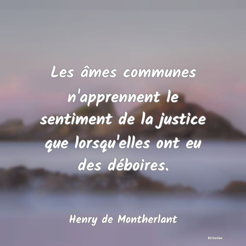 image de citation: Les âmes communes n'apprennent le sentiment de la justice que lorsqu'elles ont eu des déboires.