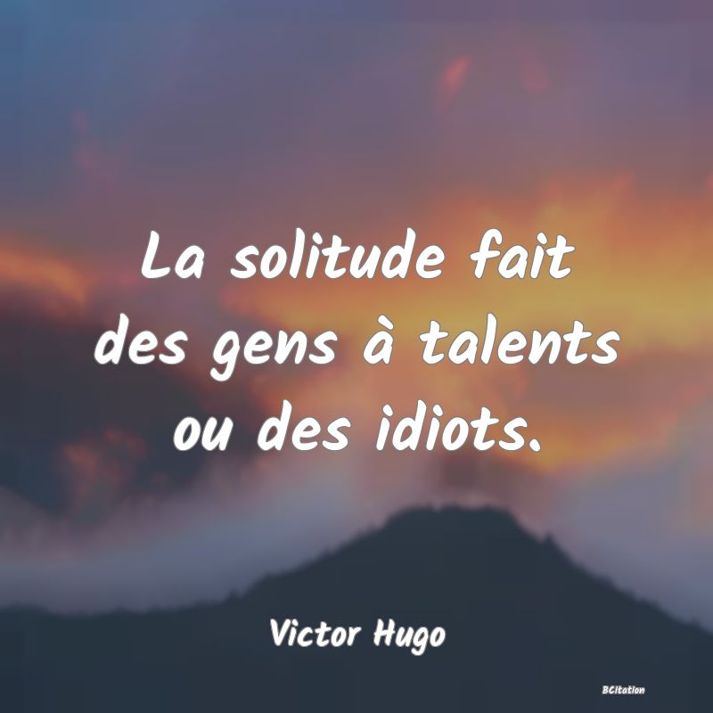 image de citation: La solitude fait des gens à talents ou des idiots.