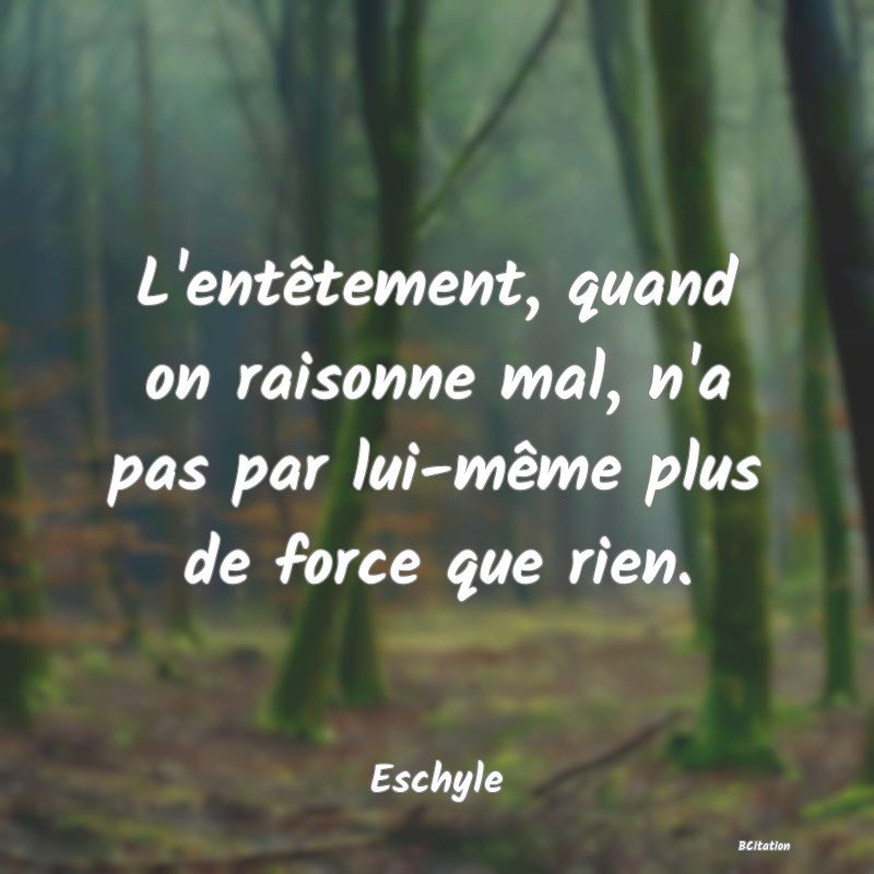 Belle Citation - L'entêtement, quand on raisonne mal, n'a pas par lui-même plus de force que rien. - Eschyle