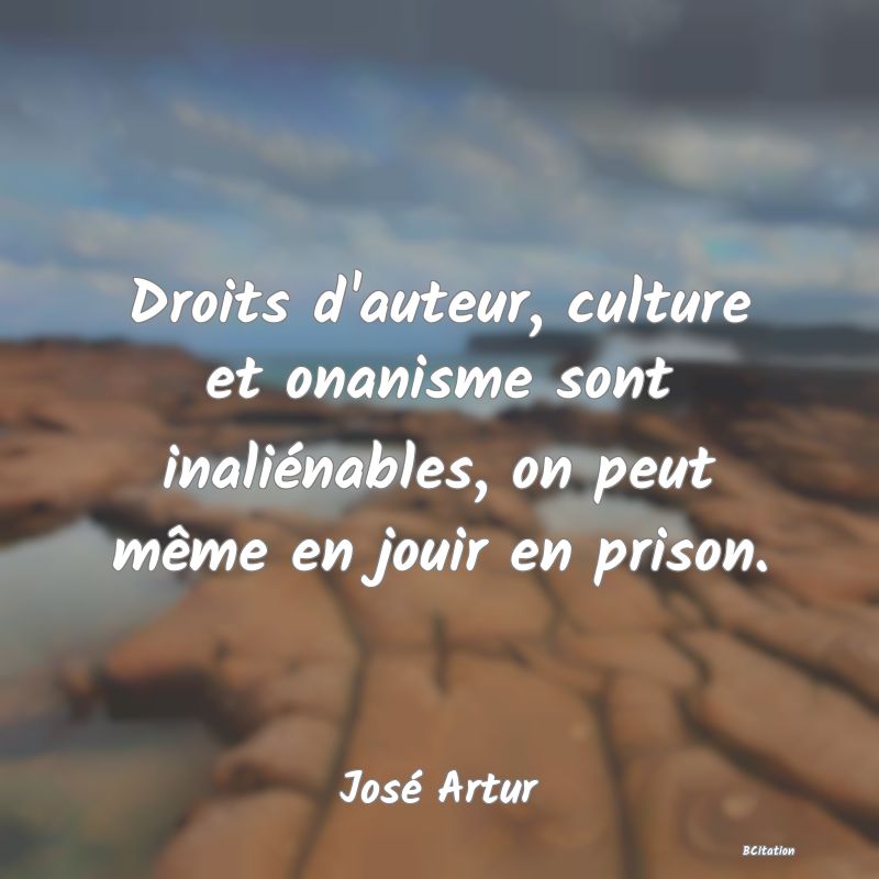 image de citation: Droits d'auteur, culture et onanisme sont inaliénables, on peut même en jouir en prison.