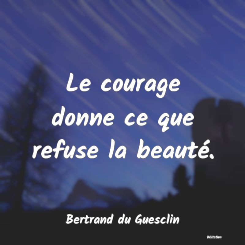 image de citation: Le courage donne ce que refuse la beauté.