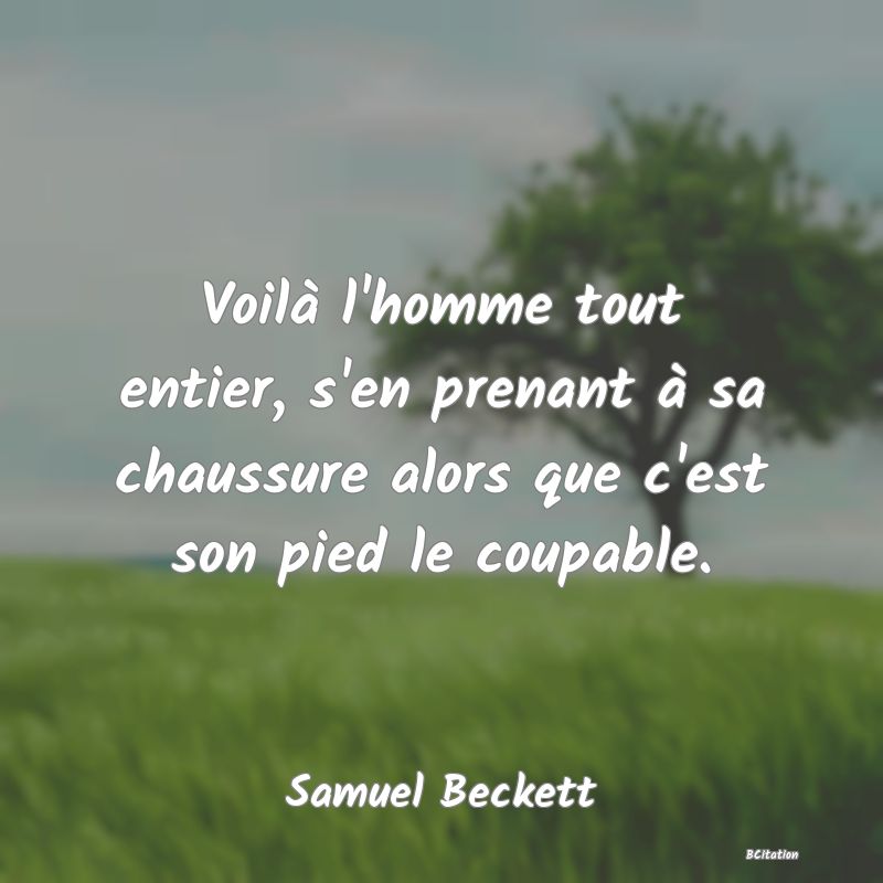 image de citation: Voilà l'homme tout entier, s'en prenant à sa chaussure alors que c'est son pied le coupable.