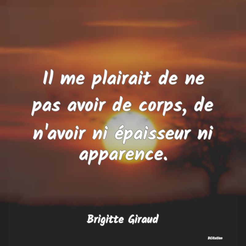 image de citation: Il me plairait de ne pas avoir de corps, de n'avoir ni épaisseur ni apparence.