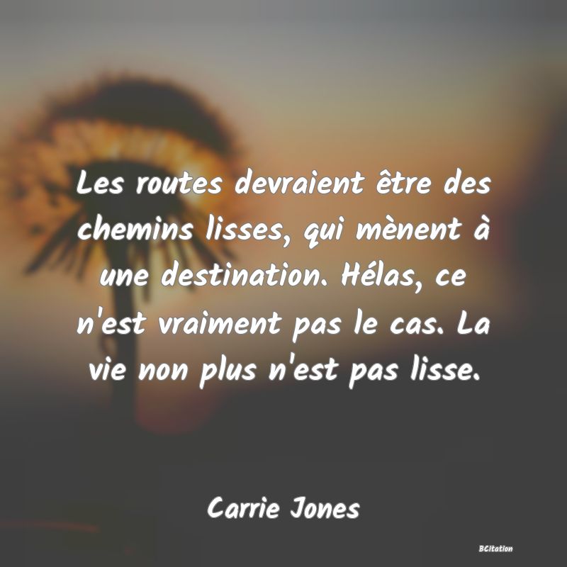 image de citation: Les routes devraient être des chemins lisses, qui mènent à une destination. Hélas, ce n'est vraiment pas le cas. La vie non plus n'est pas lisse.