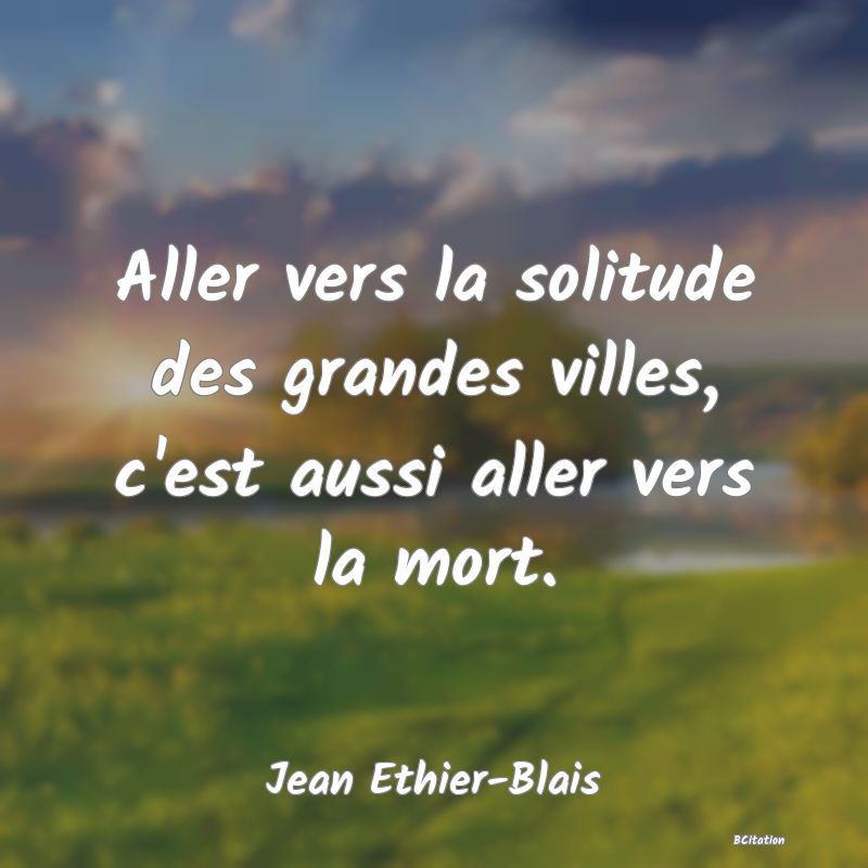 image de citation: Aller vers la solitude des grandes villes, c'est aussi aller vers la mort.