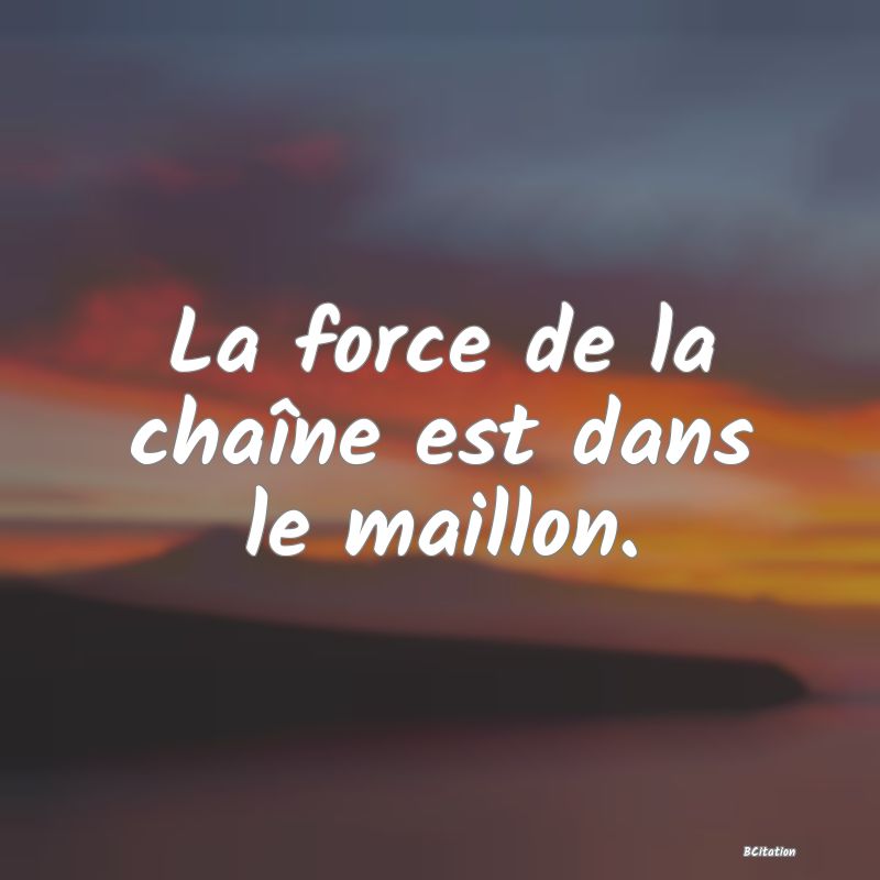 image de citation: La force de la chaîne est dans le maillon.