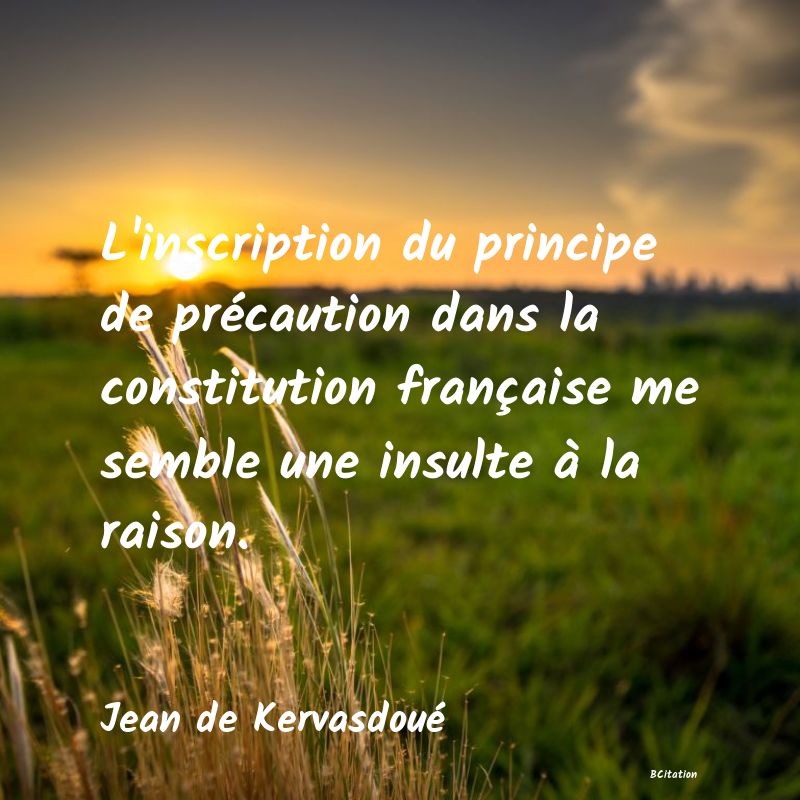 image de citation: L'inscription du principe de précaution dans la constitution française me semble une insulte à la raison.