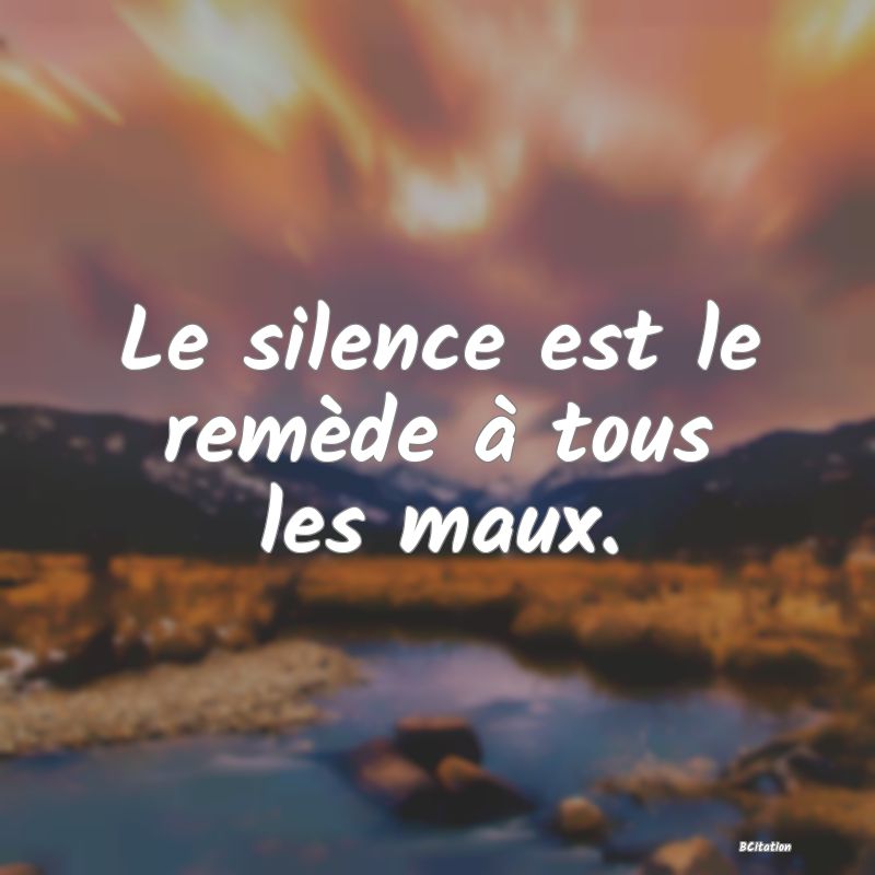 image de citation: Le silence est le remède à tous les maux.