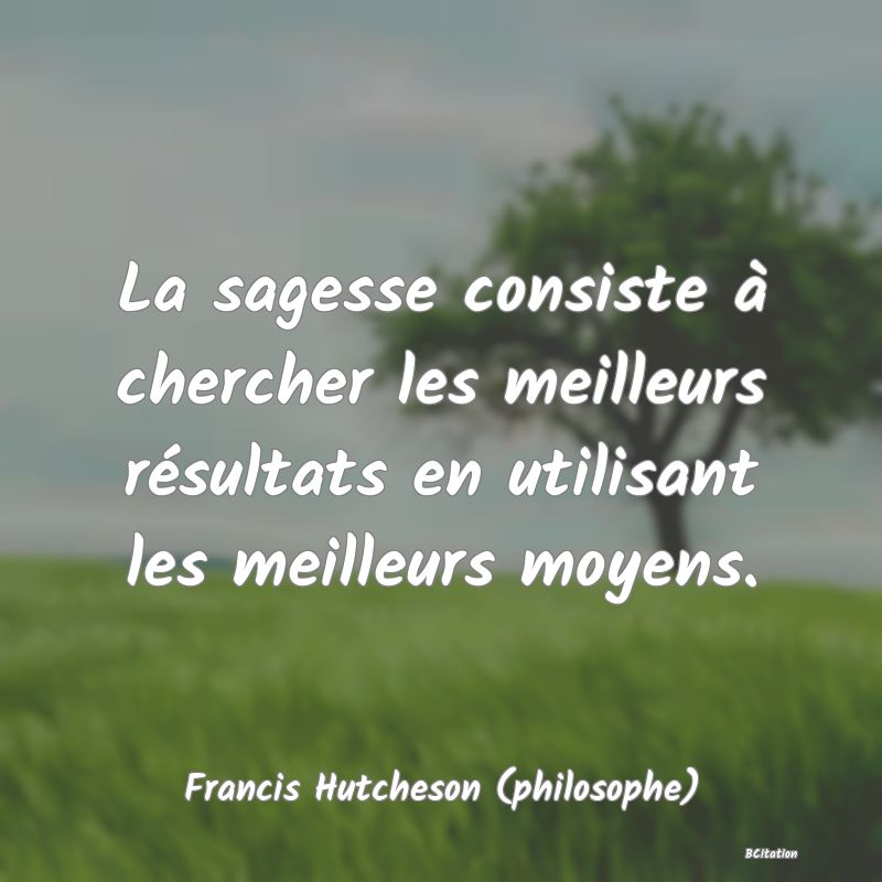 image de citation: La sagesse consiste à chercher les meilleurs résultats en utilisant les meilleurs moyens.