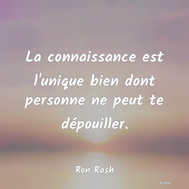 image de citation: La connaissance est l'unique bien dont personne ne peut te dépouiller.