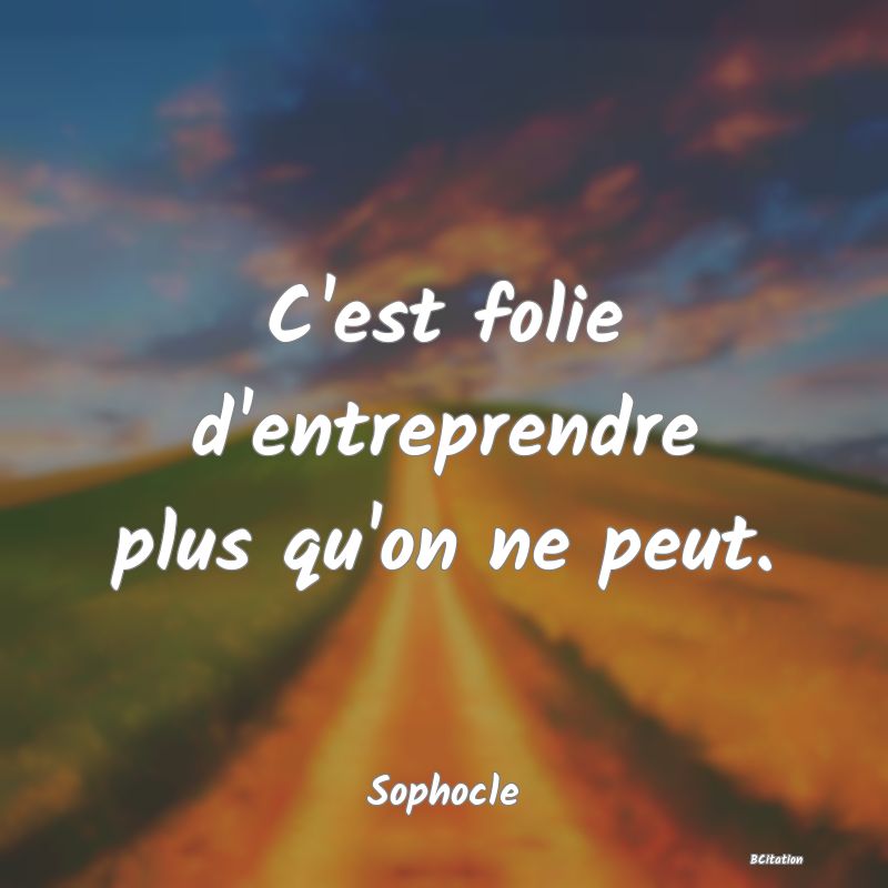 image de citation: C'est folie d'entreprendre plus qu'on ne peut.