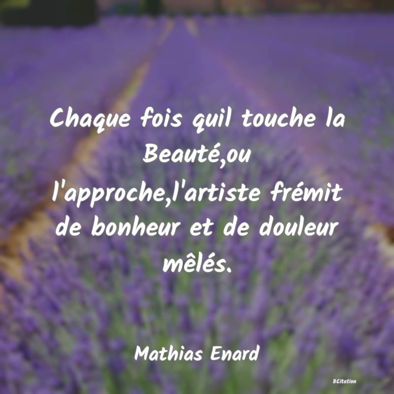 image de citation: Chaque fois quil touche la Beauté,ou l'approche,l'artiste frémit de bonheur et de douleur mêlés.