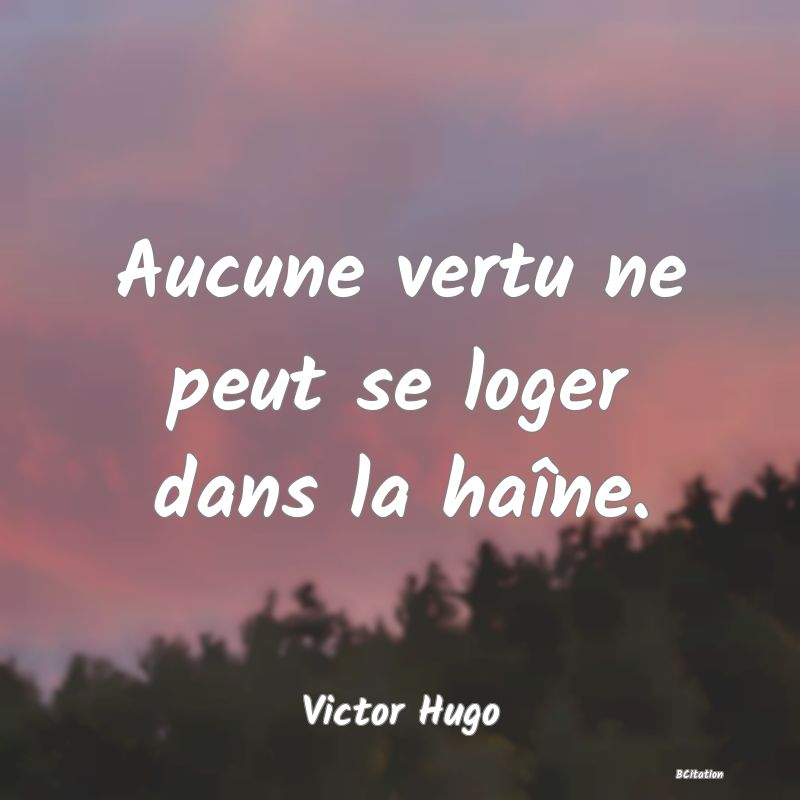 image de citation: Aucune vertu ne peut se loger dans la haîne.