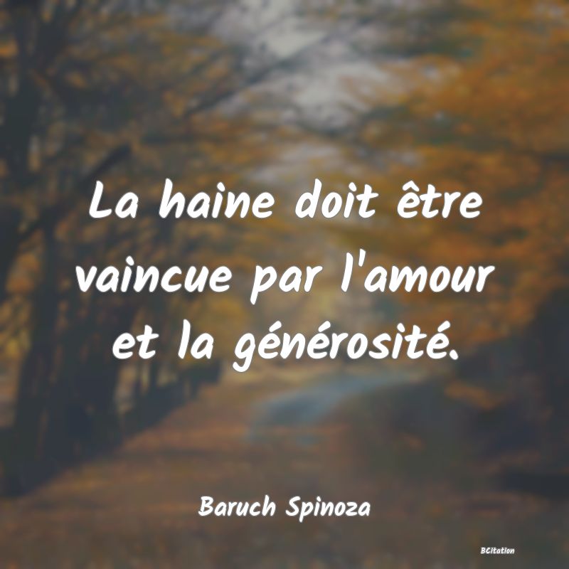 image de citation: La haine doit être vaincue par l'amour et la générosité.