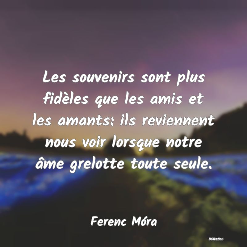 image de citation: Les souvenirs sont plus fidèles que les amis et les amants: ils reviennent nous voir lorsque notre âme grelotte toute seule.