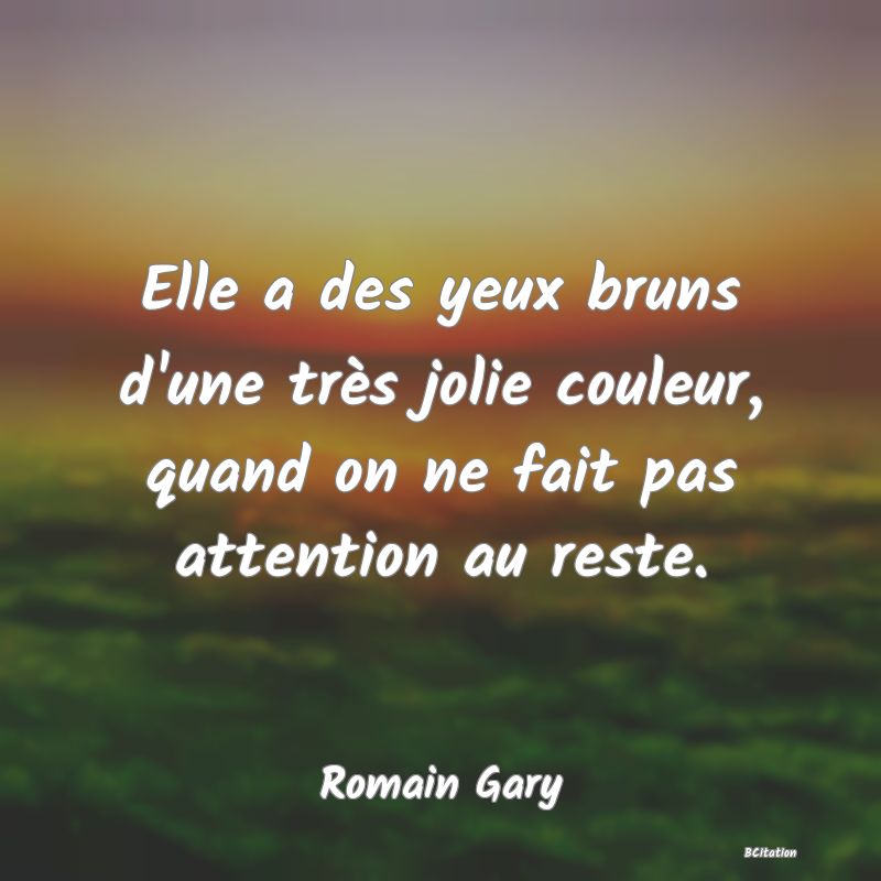 image de citation: Elle a des yeux bruns d'une très jolie couleur, quand on ne fait pas attention au reste.