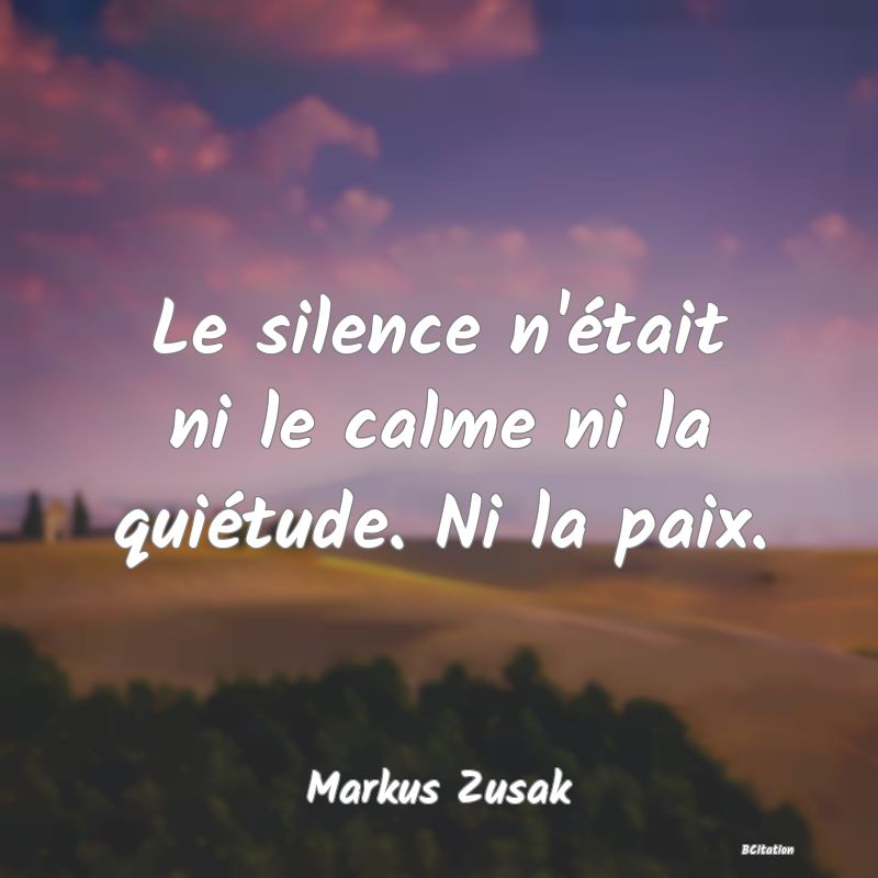 image de citation: Le silence n'était ni le calme ni la quiétude. Ni la paix.