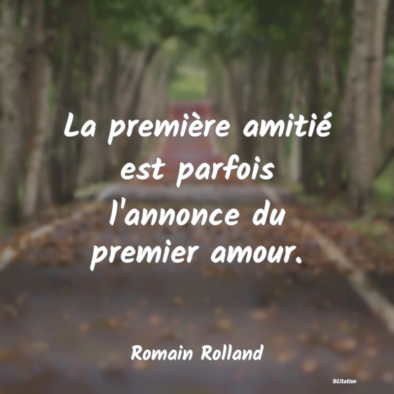 image de citation: La première amitié est parfois l'annonce du premier amour.