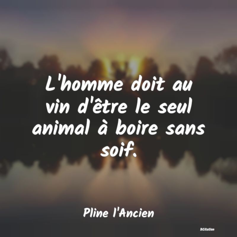 image de citation: L'homme doit au vin d'être le seul animal à boire sans soif.