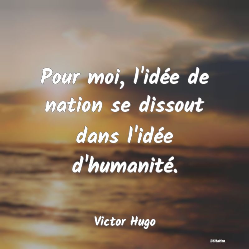 image de citation: Pour moi, l'idée de nation se dissout dans l'idée d'humanité.