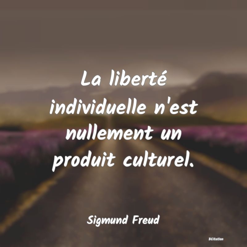 image de citation: La liberté individuelle n'est nullement un produit culturel.