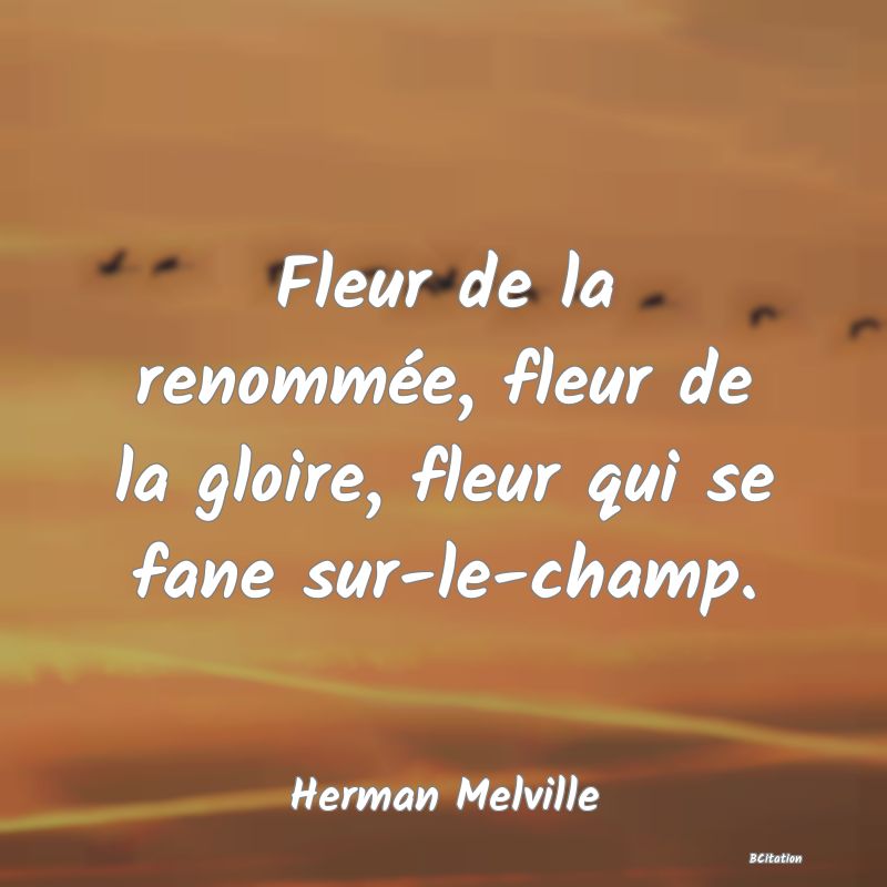 Belle Citation - Fleur de la renommée, fleur de la gloire, fleur qui se fane sur-le-champ. - Herman Melville