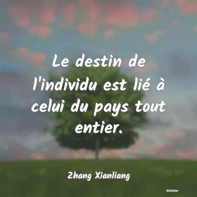 image de citation: Le destin de l'individu est lié à celui du pays tout entier.